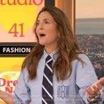 Drew’s plaid wide leg pants and striped tie on The Drew Barrymore Show