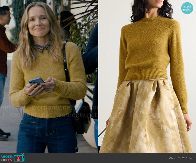Dries van Noten Brushed alpaca-blend sweater in Yellow worn by Joanne (Kristen Bell) on Nobody Wants This