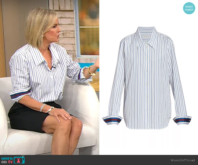 Dries van Noten Celina Striped Cotton Shirt worn by Dr Jennifer Ashton on CBS Mornings