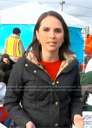 Elizabeth’s navy quilted jacket on Good Morning America