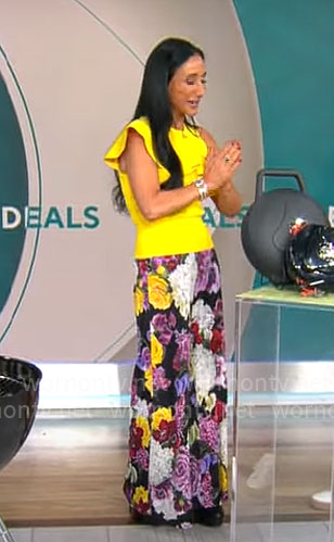 Elizabeth Werner’s yellow ruffle top and floral pants on CBS Mornings