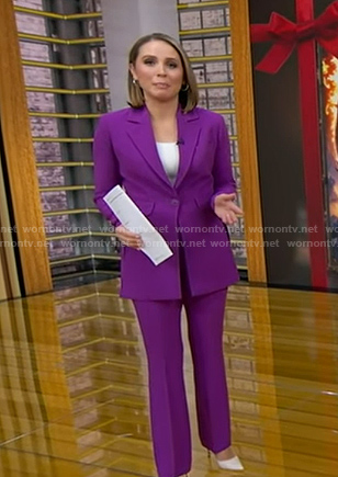 Elizabeth’s purple side slit blazer on Good Morning America