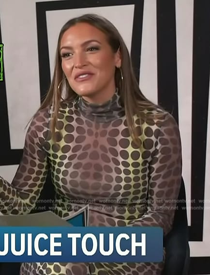 Emily’s polka dot mesh dress on Access Hollywood