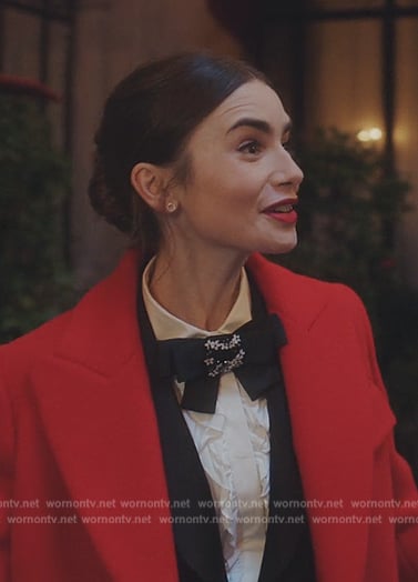 Emily’s silver stud earrings on Emily in Paris