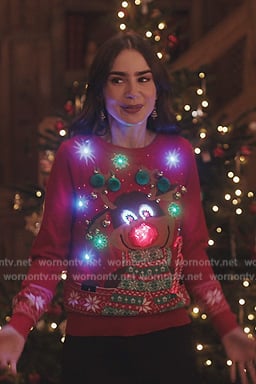 Emily’s light up Christmas sweater on Emily in Paris