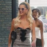 Emma’s tweed strapless dress on Selling Sunset