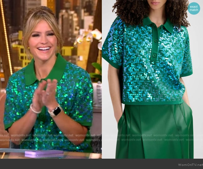 Essentiel Antwerp Glitz polo Top worn by Sara Haines on The View