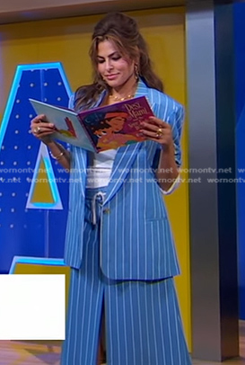 Eva Mendes’s blue pinstripe blazer on Good Morning America