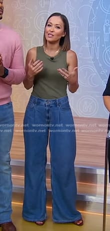 Eva’s green tank and wide-leg jeans on Good Morning America
