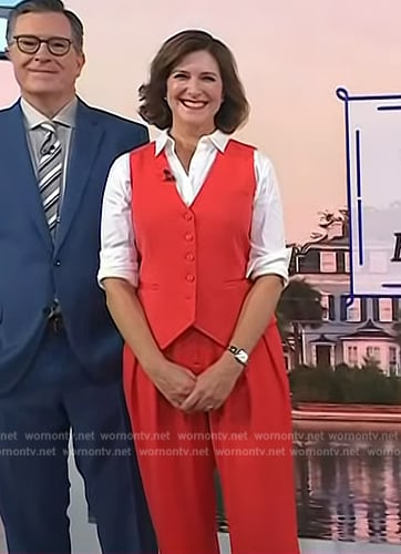 Evelyn McGee-Colbert’s red vest and pants on Today