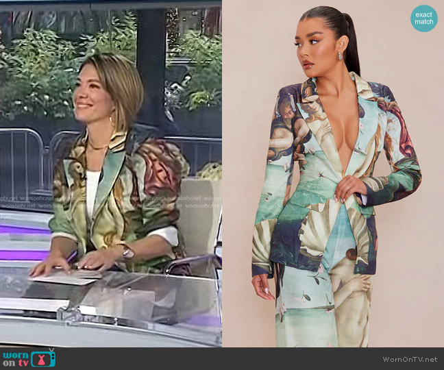 Fashion Nova Ancient Art Blazer Suit Set in Multi Color worn by Michelle Collins on Today