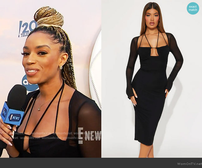 Fashion Nova Katie Mesh Long Sleeve Midi Dress worn by Francesca Amiker on E! News