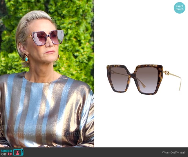 Fendi Baguette Logo 55mm Geometric Oversized Sunglasses worn by Hera (Janet McTeer) on Kaos