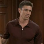 Finn’s brown zip polo shirt on The Bold and the Beautiful