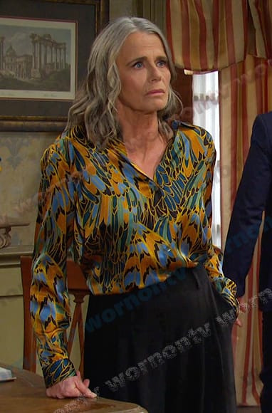 Fiona’s feather print blouse on Days of our Lives