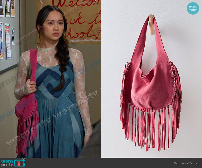 Free People Riley Fringe Bag worn by Sophia Choi (Madelyn Kientz) on Days of our Lives