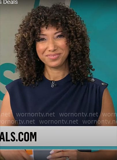 Gabrielle Kerr’s navy jumpsuit on CBS Mornings