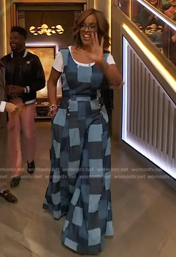 Gayle’s denim check jumpsuit on The Drew Barrymore Show