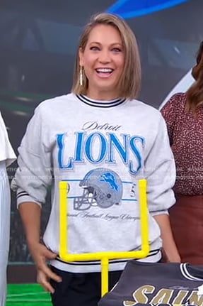 Ginger’s Detroit Lions print sweatshirt on Good Morning America