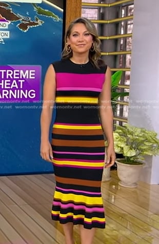 Ginger’s multicolor striped knit dress on Good Morning America