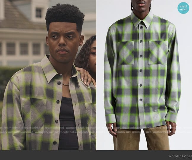 Givenchy Plaid Oversize Button-Up Shirt worn by Will Smith (Jabari Banks) on Bel-Air