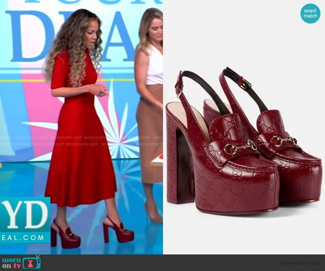 Horsebit Platform Leafer Slingbacks worn by Sunny Hostin on The View