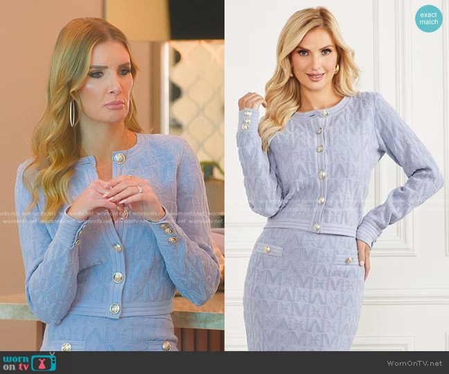 Guess Penelope Sweater Cardigan in Blue worn by Nicole Young on Selling Sunset