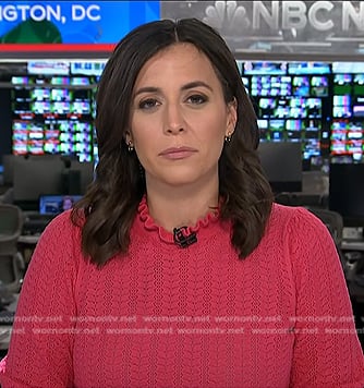 Hallie’s pink ruffle neck pointelle sweater on Today