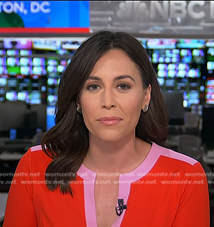 Hallie’s red contrast trim dress on Today