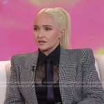 Hayden Panettiere’s black plaid padded shoulder blazer on Today