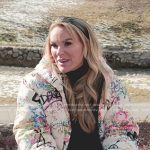 Heather’s ivory floral puffer jacket on The Real Housewives of Salt Lake City