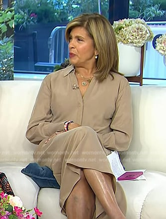 Hoda’s beige collared long sleeve dress on Today