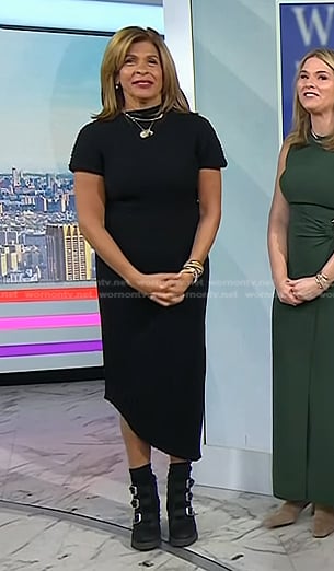 Hoda’s black ribbed dress on Today