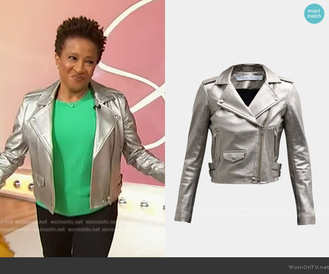 Iro Asheville Cropped Metallic Leather Jacket worn by Wanda Skye on Sherri