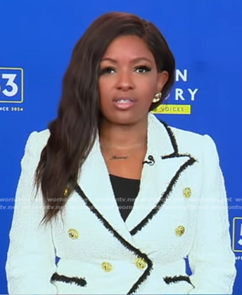 Jasmine Crockett’s white tweed blazer on Good Morning America