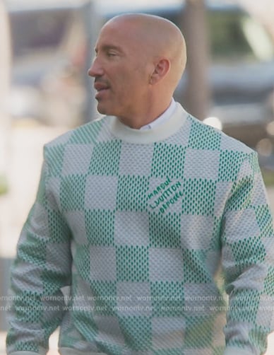 Jason’s checker print sweater on Selling Sunset