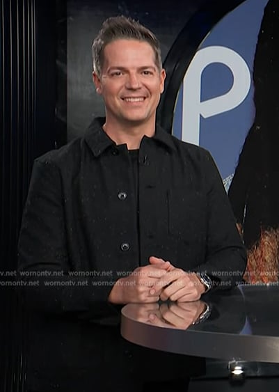Jason’s black speckled jacket on E! News