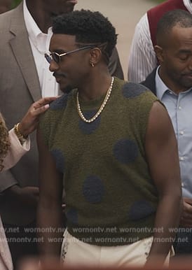 Jazz’s greeen polka dot terry vest on Bel-Air