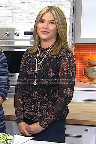 Jenna’s black floral peplum mesh top on Today
