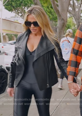 Jennifer’s black leather jacket and sneakers on The Real Housewives of Orange County