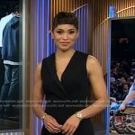 Jericka’s black sleeveless v-neck dress on CBS Evening News