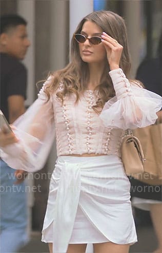 Jess’s pearl embellished top on Owning Manhattan