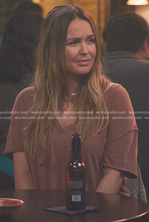 Jo’s brown v-neck tee on Greys Anatomy