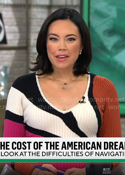 Jo Ling Kent’s multi color knit dress on CBS Mornings