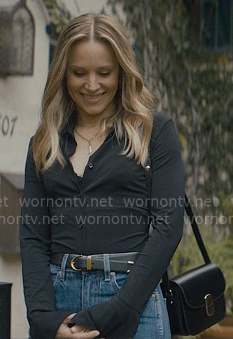 Joanna’s black button down top on Nobody Wants This