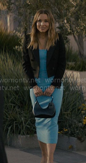 Joanne’s blue strapless midi dress on Nobody Wants This