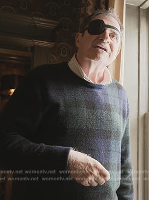 Joe’s plaid sweater on Only Murders in the Building