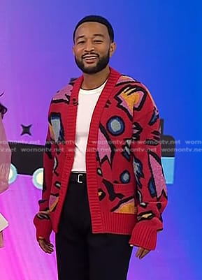 John Legend’s red print cardigan on Today