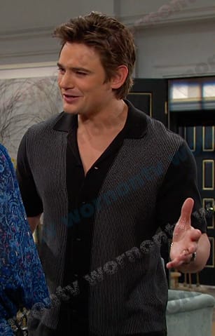 Johnny’s black colorblock knit shirt on Days of our Lives