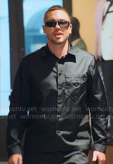 Jordan’s black Prada shirt on Owning Manhattan